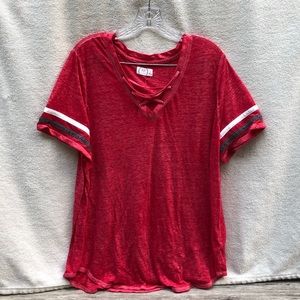 Maurices 24/7 cross cross neck T shirt